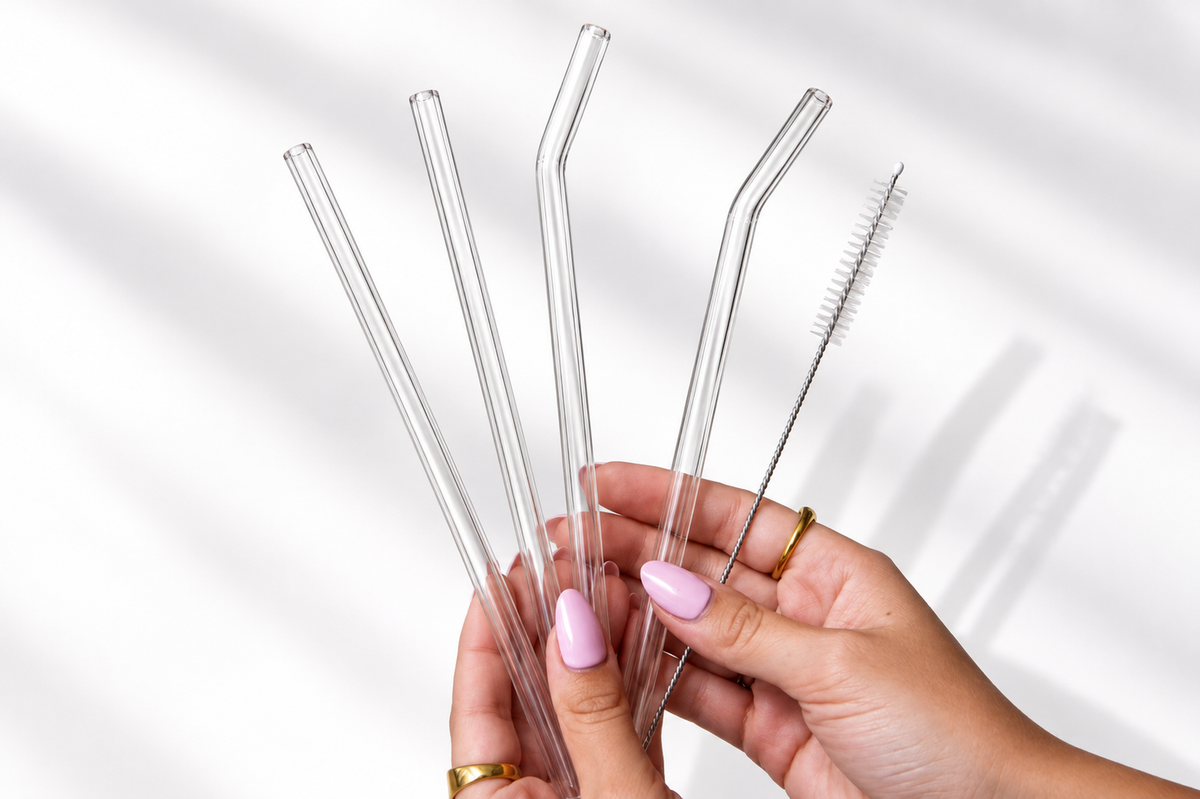 Set de 4 Pailles en Verre Réutilisables